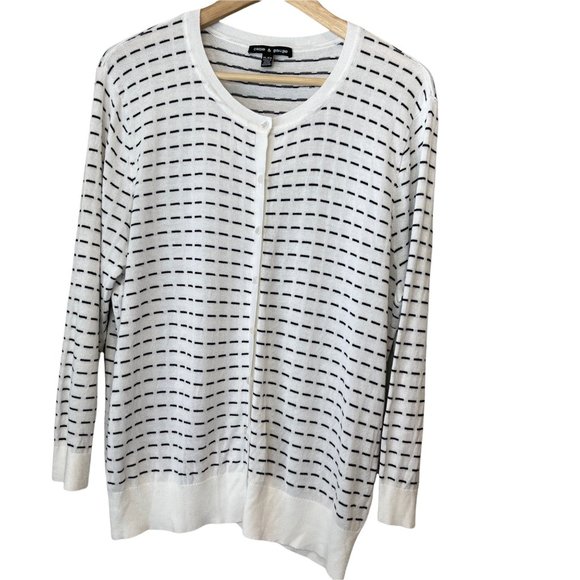 Cable \u0026 Gauge Sweaters | Cable \u0026 Gauge Size XL Cream Black Stripe Cardigan Sweater Women | Color: Black/White | Size: XL | Cassiescloset82's Closet